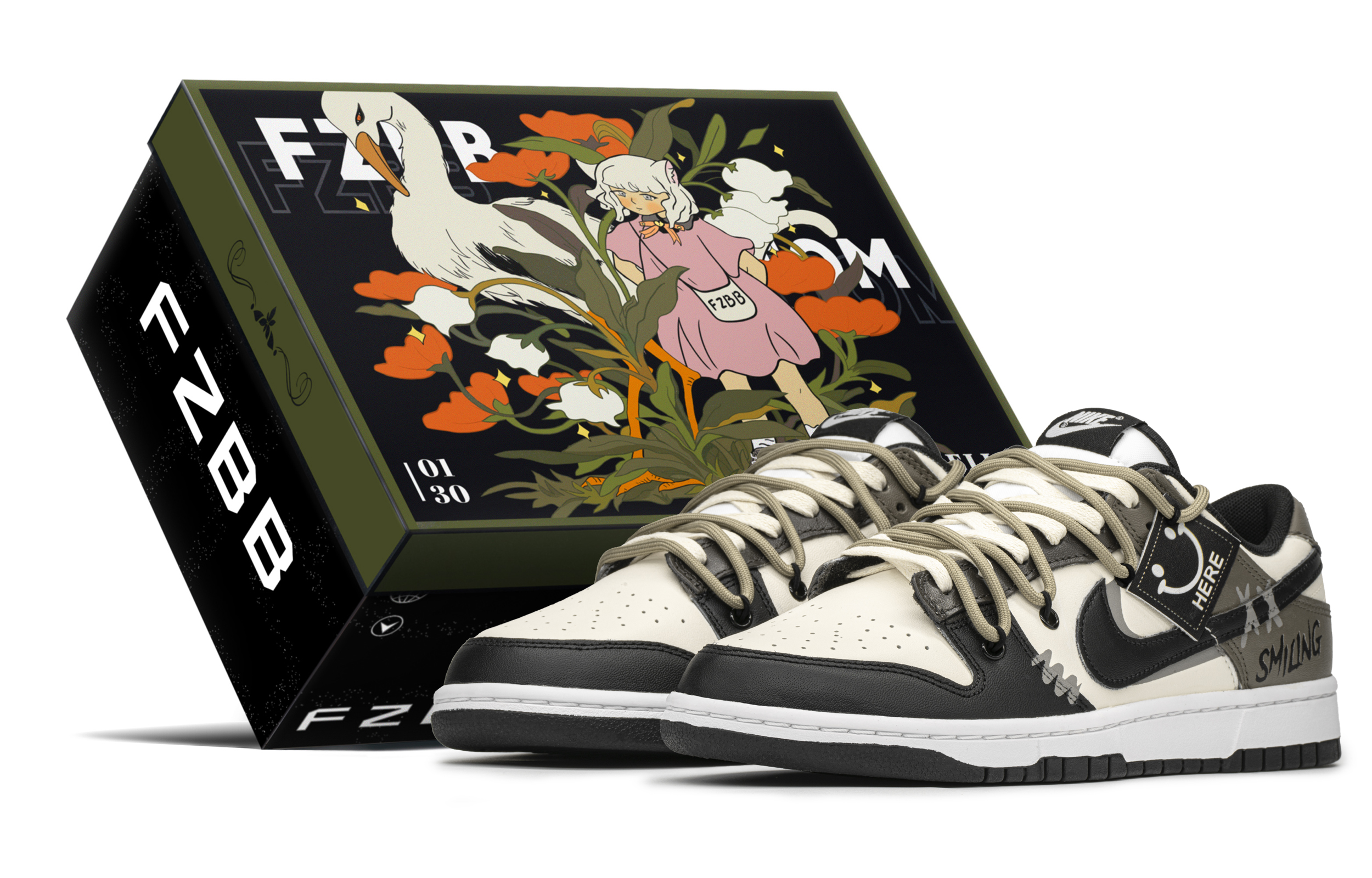 Buy [Zapatillas Personalizadas] Nike Dunk Low 'Marrón Negro Graffiti' DD1391-100-458320
