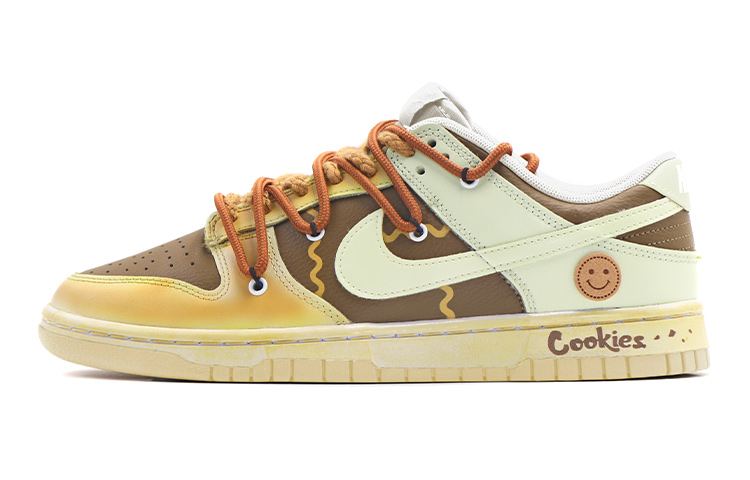 Buy 【客製化球鞋】Nike Dunk Low 解構鞋帶 復古做舊 曲奇餅乾 笑臉 低筒 板鞋 GS 棕黃