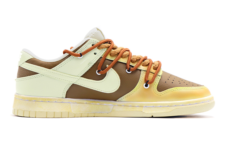 Order 【客製化球鞋】Nike Dunk Low 解構鞋帶 復古做舊 曲奇餅乾 笑臉 低筒 板鞋 GS 棕黃