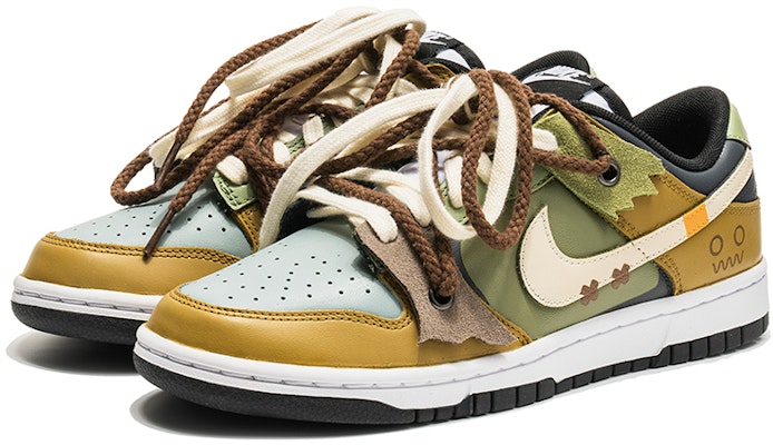 【客製球鞋】 Nike Dunk Low 野鶴製造 稻草幽靈 拼接解構 特殊鞋帶 百搭 禮盒版 低筒 板鞋 男款 棕綠 Lookbook 【客製球鞋】 Nike Dunk Low 野鶴製造 稻草幽靈 拼接解構 特殊鞋帶 百搭 禮盒版 低筒 板鞋 男款 棕綠