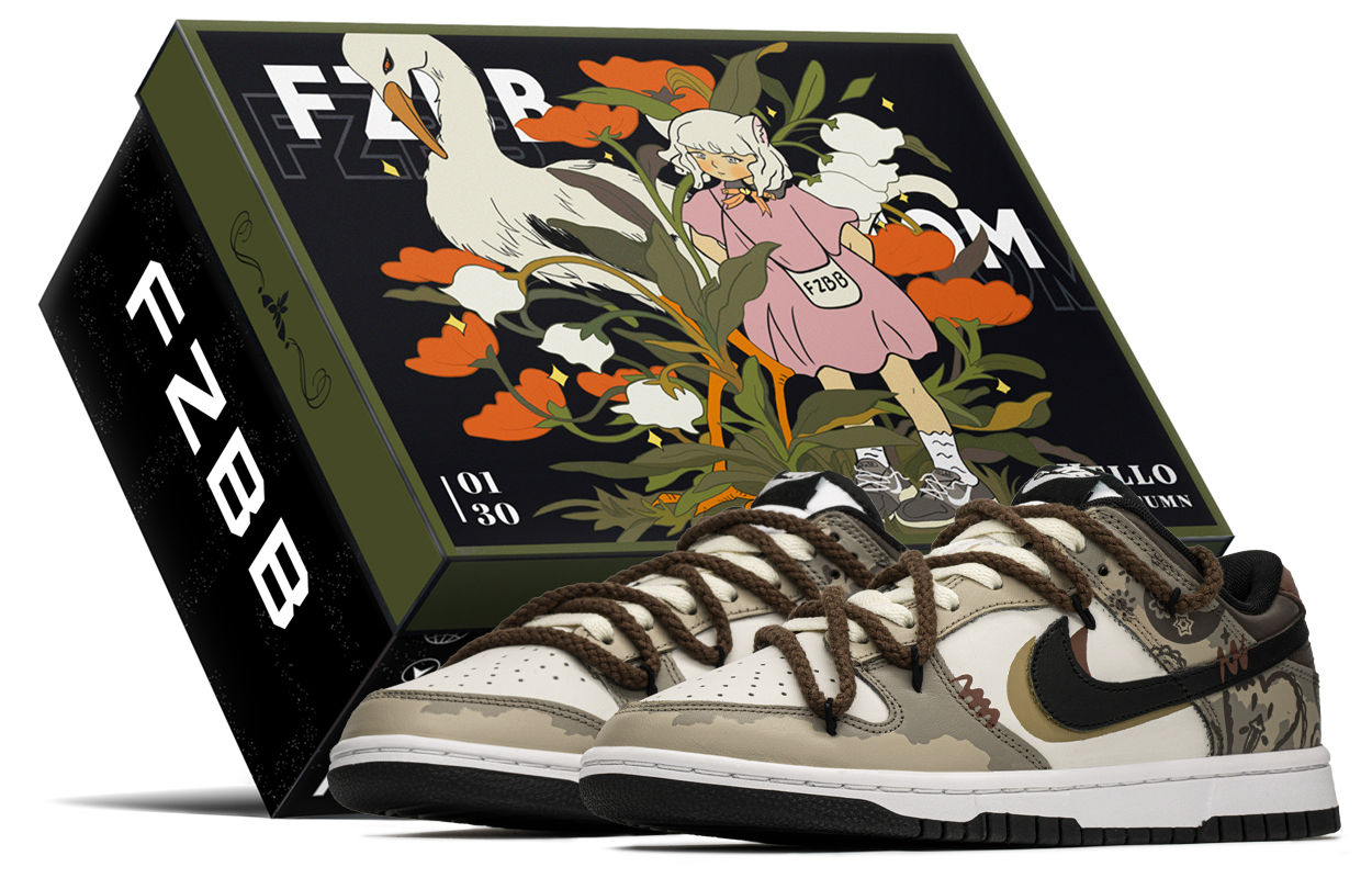 Buy [Kasut Kustom] Nike Dunk Low 'Coklat Paisley' DD1391-100(TeamA-三勾腰果S-BOX)