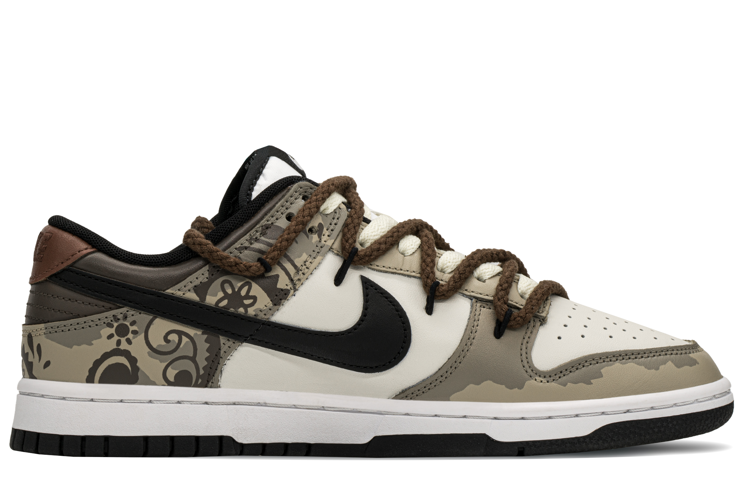 Lookbook [Kasut Kustom] Nike Dunk Low 'Coklat Paisley' DD1391-100(TeamA-三勾腰果S-BOX)