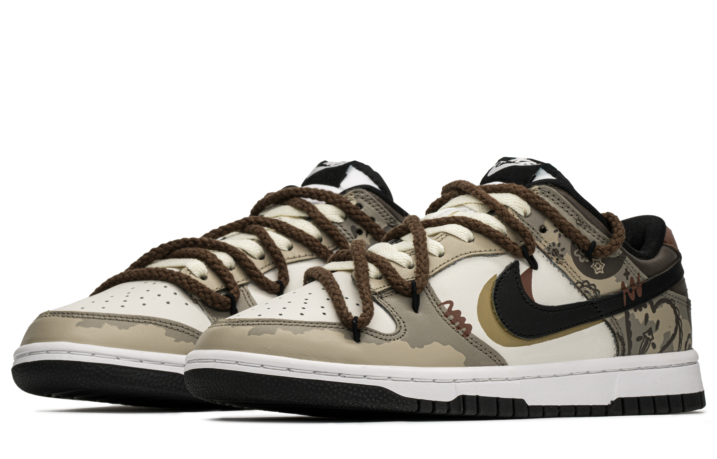 Shop [Kasut Kustom] Nike Dunk Low 'Coklat Paisley' DD1391-100(TeamA-三勾腰果S-BOX)