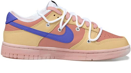 【定製球鞋】 Nike Dunk Low 綿羊 復古 做舊Vibe風 解構鞋帶 低幫 板鞋 GS 棕粉藍 Order 【定製球鞋】 Nike Dunk Low 綿羊 復古 做舊Vibe風 解構鞋帶 低幫 板鞋 GS 棕粉藍