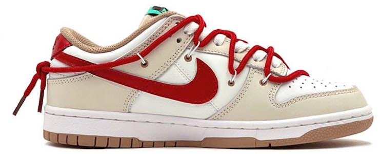 【客製化球鞋】Nike Dunk Low 改色客製 VIBE風 疊鉤設計 經典 休閒 低筒 板鞋 GS 棕白紅 Order 【客製化球鞋】Nike Dunk Low 改色客製 VIBE風 疊鉤設計 經典 休閒 低筒 板鞋 GS 棕白紅