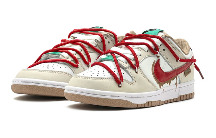 Lookbook [Zapatillas Personalizadas] Nike Dunk Low 'Marrón Blanco Rojo VIBE Custom' DX6063-131(TeamS-动漫叠钩)
