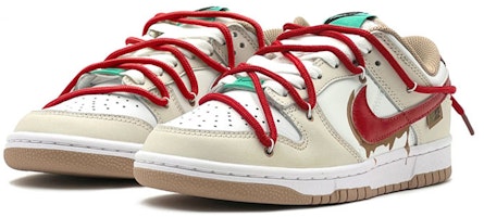 【客製化球鞋】Nike Dunk Low 改色客製 VIBE風 疊鉤設計 經典 休閒 低筒 板鞋 GS 棕白紅 Lookbook 【客製化球鞋】Nike Dunk Low 改色客製 VIBE風 疊鉤設計 經典 休閒 低筒 板鞋 GS 棕白紅