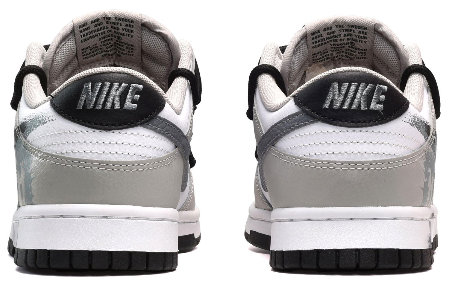 Shop [定制鞋款] 耐克Dunk低帮“画笔描绘十字 黑白灰” FD0661-100(TeamE-男款十字架黑白灰)