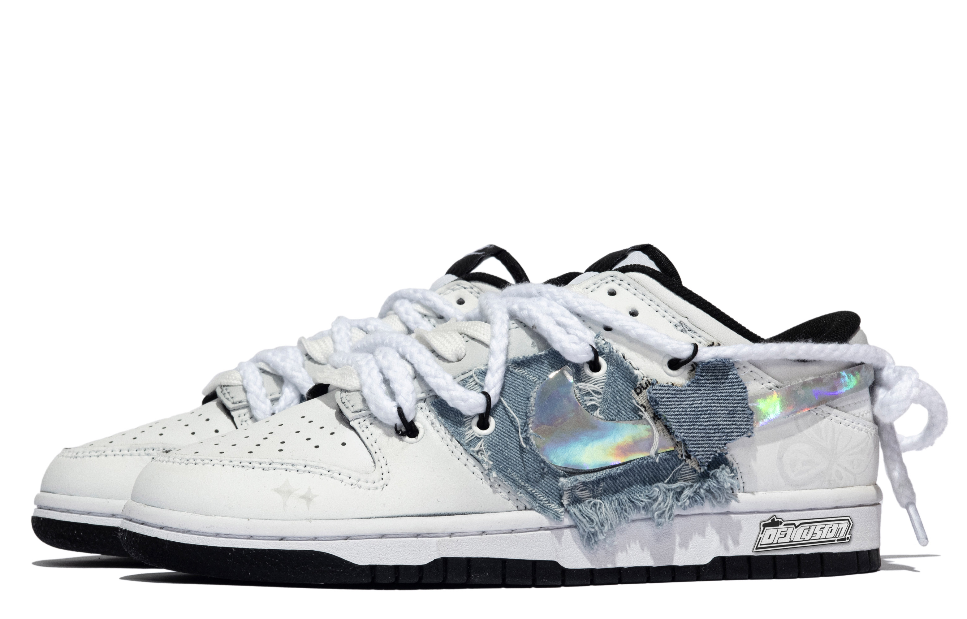 Lookbook 【客製球鞋】Nike Dunk Low 特殊鞋盒 遺落蝶谷 蝴蝶 牛仔 簡約 低筒 板鞋 GS 粉白