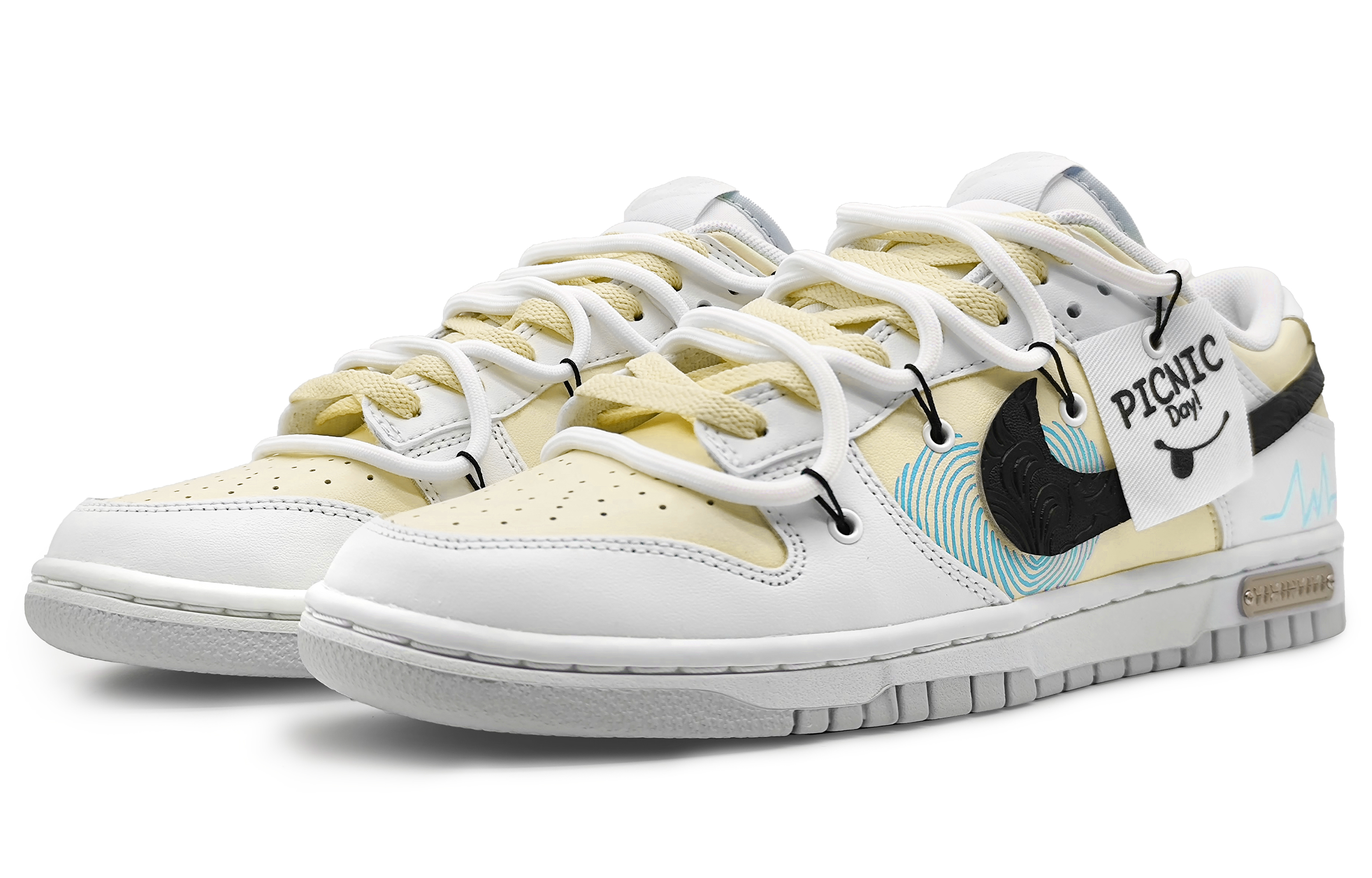 Lookbook [Shoes Custom] Nike Dunk Low 'Camellia Cinta Kuning-Abu-Abu' DV0831-101(Team16-男款指纹爱心黄)