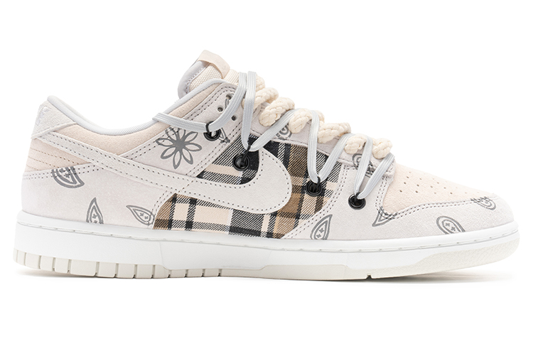 Order 【カスタムシューズ】ナイキ ダンクロー「カシュー フラワークレーン スエード」 DD8338-001(TeamB-男款腰果花米白)