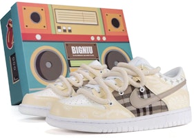 【定制球鞋】 Nike Dunk Low 解構鞋帶 腰果花 手繪噴繪 特殊鞋盒 低幫 板鞋 GS 米白 Buy 【定制球鞋】 Nike Dunk Low 解構鞋帶 腰果花 手繪噴繪 特殊鞋盒 低幫 板鞋 GS 米白