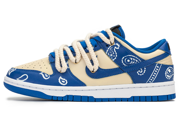 [Custom Shoes] Nike Dunk Low 'Cashew Flower Deconstructed Lacing - Cream Lightning Blue'
