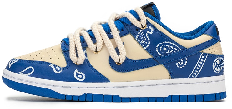 custom-shoes-nike-dunk-low-cashew-flower-deconstructed-lacing-cream-lightning-blue