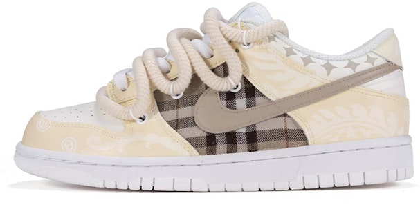 【定制球鞋】 Nike Dunk Low 解構鞋帶 腰果花 手繪噴繪 特殊鞋盒 低幫 板鞋 GS 米白 Order 【定制球鞋】 Nike Dunk Low 解構鞋帶 腰果花 手繪噴繪 特殊鞋盒 低幫 板鞋 GS 米白