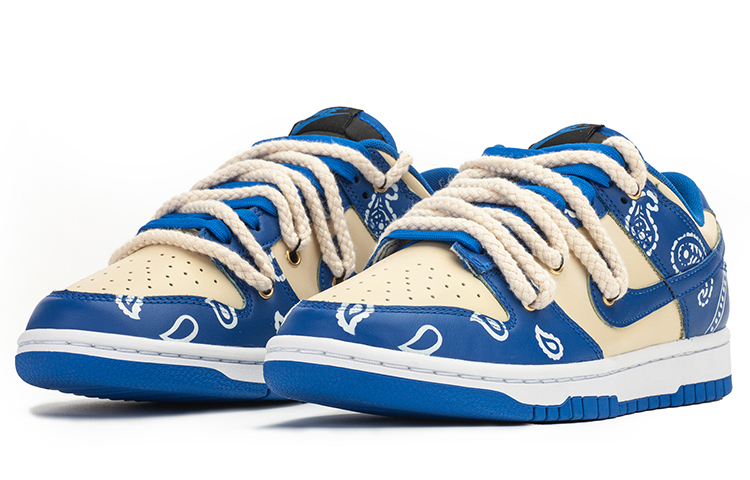 Lookbook 【定制鞋款】耐克Dunk低帮 '腰果花解构系带 - 奶油闪电蓝' DD1391-001(TeamA-DKL男款腰果花小TS)