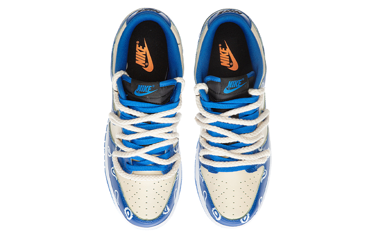 Shop 【定制鞋款】耐克Dunk低帮 '腰果花解构系带 - 奶油闪电蓝' DD1391-001(TeamA-DKL男款腰果花小TS)