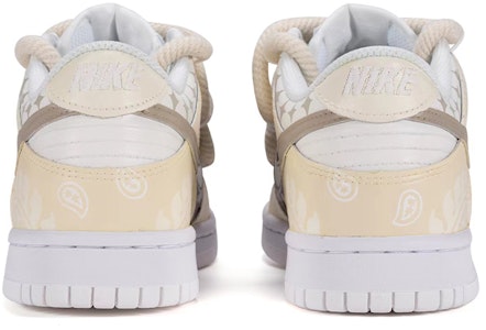 【定制球鞋】 Nike Dunk Low 解構鞋帶 腰果花 手繪噴繪 特殊鞋盒 低幫 板鞋 GS 米白 Purchase 【定制球鞋】 Nike Dunk Low 解構鞋帶 腰果花 手繪噴繪 特殊鞋盒 低幫 板鞋 GS 米白