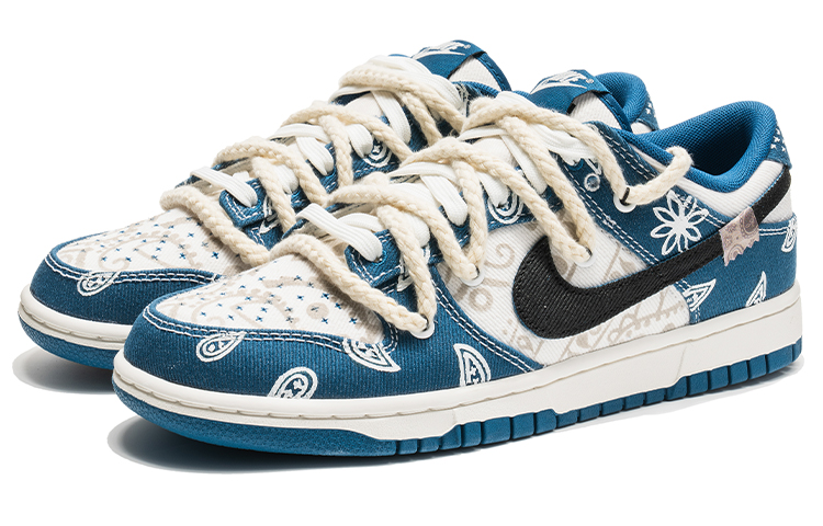 Lookbook 나이키 덩크 로우 '캐슈 플라워 데님' (커스텀) DV0834-101(TeamB-满印牛仔腰果花)