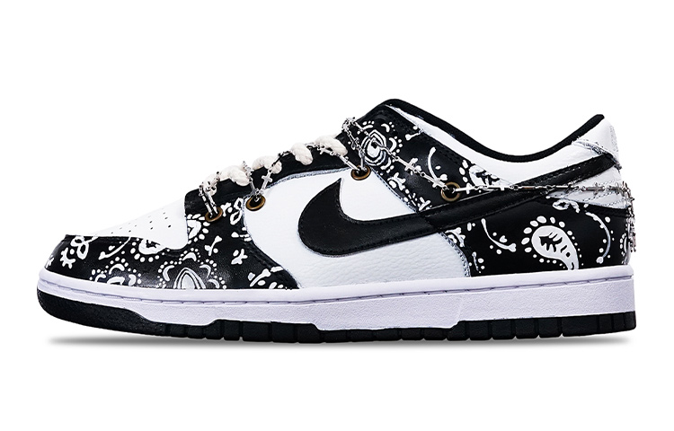 Buy 나이키 덩크 로우 "캐슈 플라워 크로스체인 레트로" DH9765-002(TeamT-腰果花黑白S-BOX)