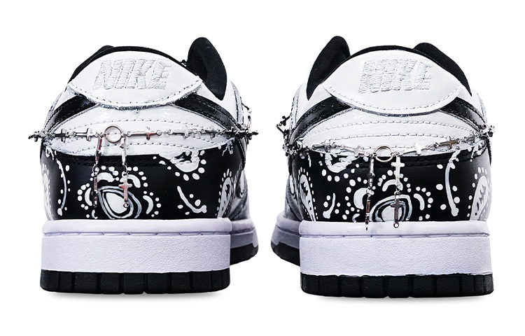 Shop 나이키 덩크 로우 "캐슈 플라워 크로스체인 레트로" DH9765-002(TeamT-腰果花黑白S-BOX)