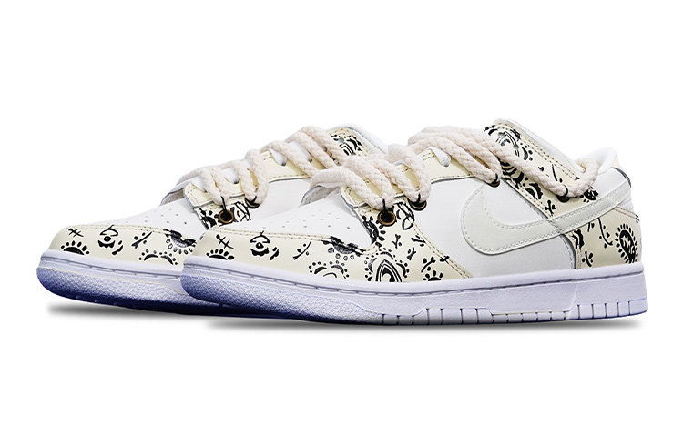 Lookbook [Sepatu Kustom] Nike Dunk Low 'Cashew Flower Vibe Deconstructed Tali Ganda Box Spesial' DH9765-100(TeamT-腰果花米黄白S-BOX)