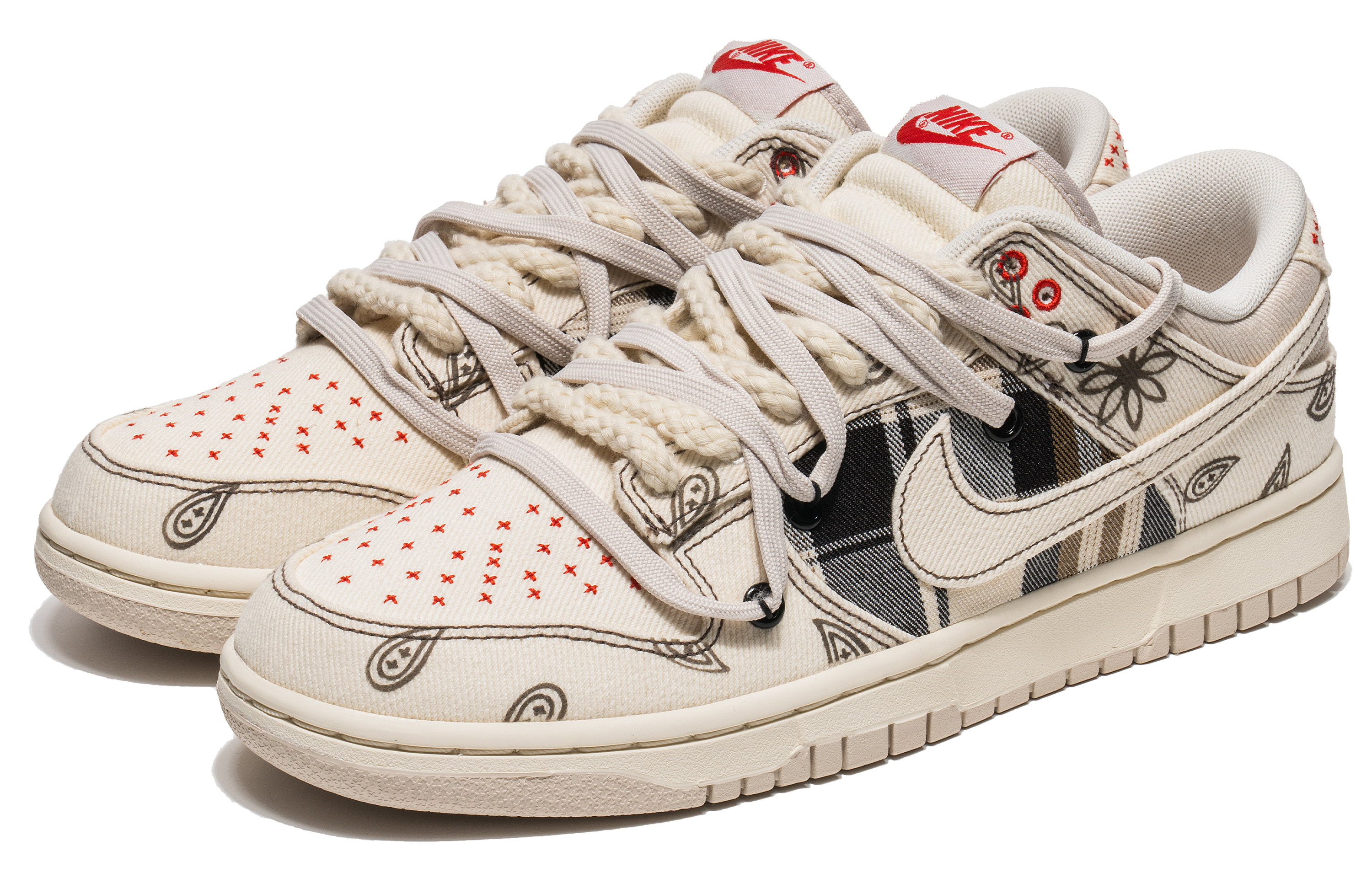 Lookbook [Kasut Tersuai] Nike Dunk Low 'Cashew Paisley' DV0834-100(TeamB-米白腰果花解构)