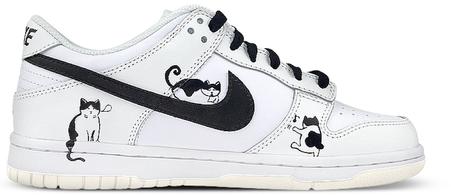 【訂製球鞋】 Nike Dunk Low 趣味貓咪 寵物 貓爪塗鴉 低幫 板鞋 GS 白黑 Order 【訂製球鞋】 Nike Dunk Low 趣味貓咪 寵物 貓爪塗鴉 低幫 板鞋 GS 白黑
