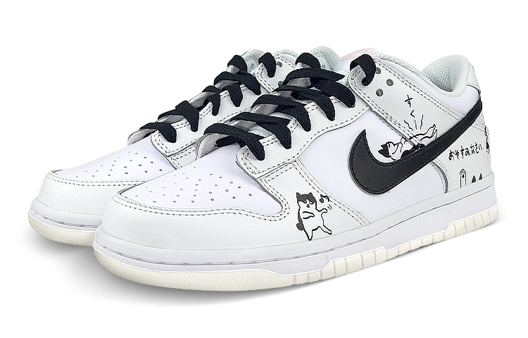Lookbook 【訂製球鞋】 Nike Dunk Low 趣味貓咪 寵物 貓爪塗鴉 低幫 板鞋 GS 白黑