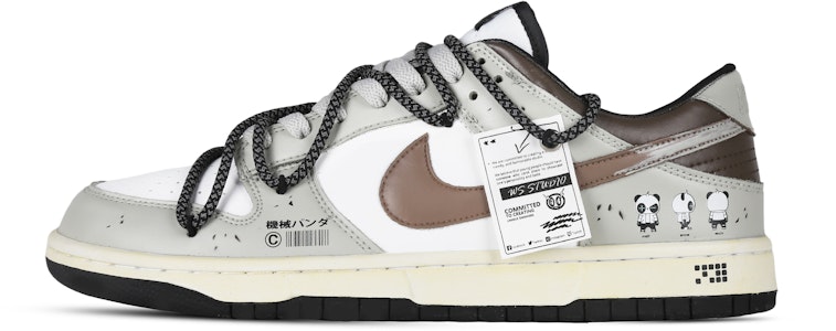 【訂製球鞋】Nike Dunk Low 水泥熊貓 畫冊 百搭 高街風 解構 低筒 板鞋 GS 白灰 Order 【訂製球鞋】Nike Dunk Low 水泥熊貓 畫冊 百搭 高街風 解構 低筒 板鞋 GS 白灰