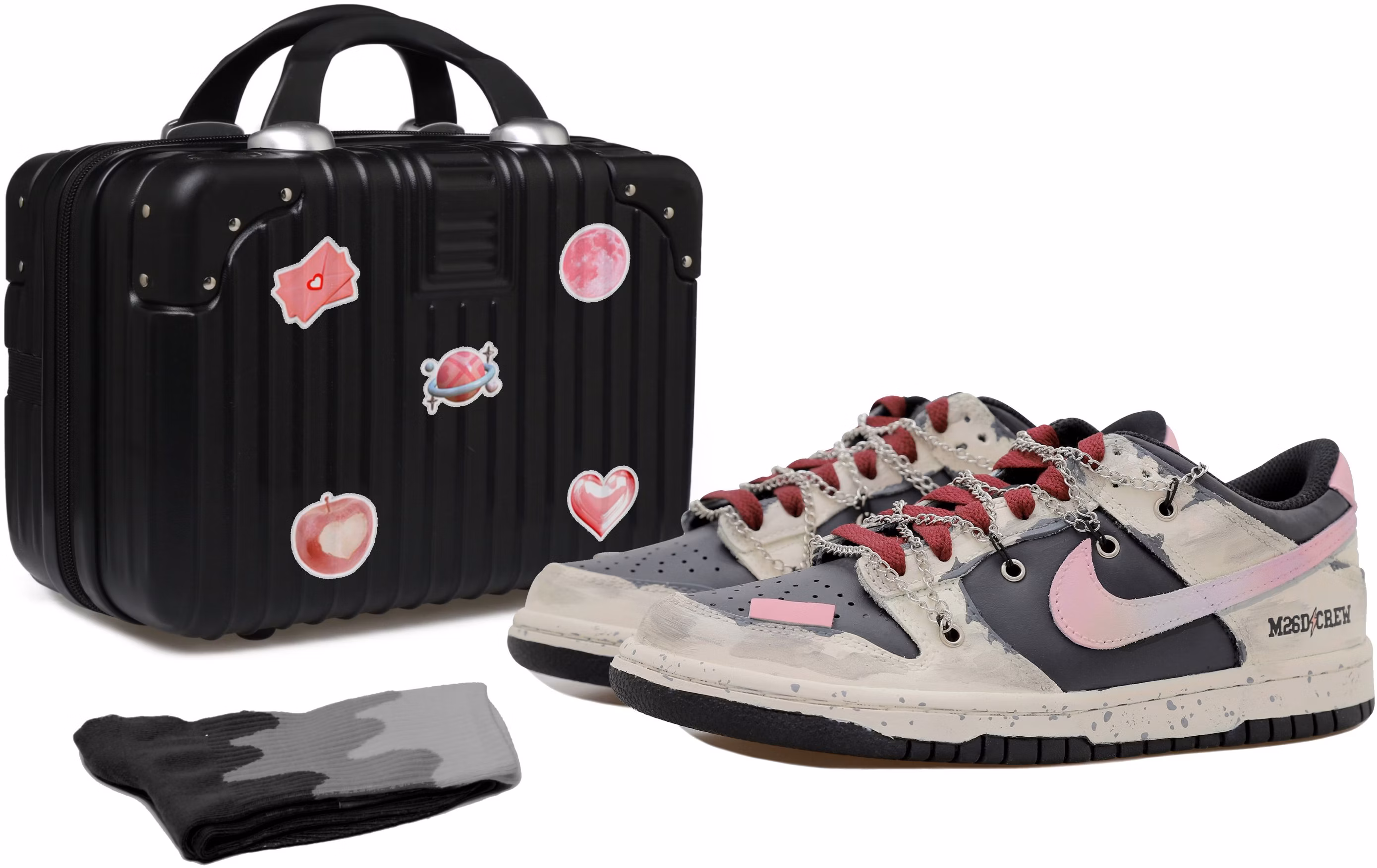 custom-shoes-nike-dunk-low-chain-gradient-industrial-splatter-deconstructed-graffiti-black-pink-cw-1590-100-465920