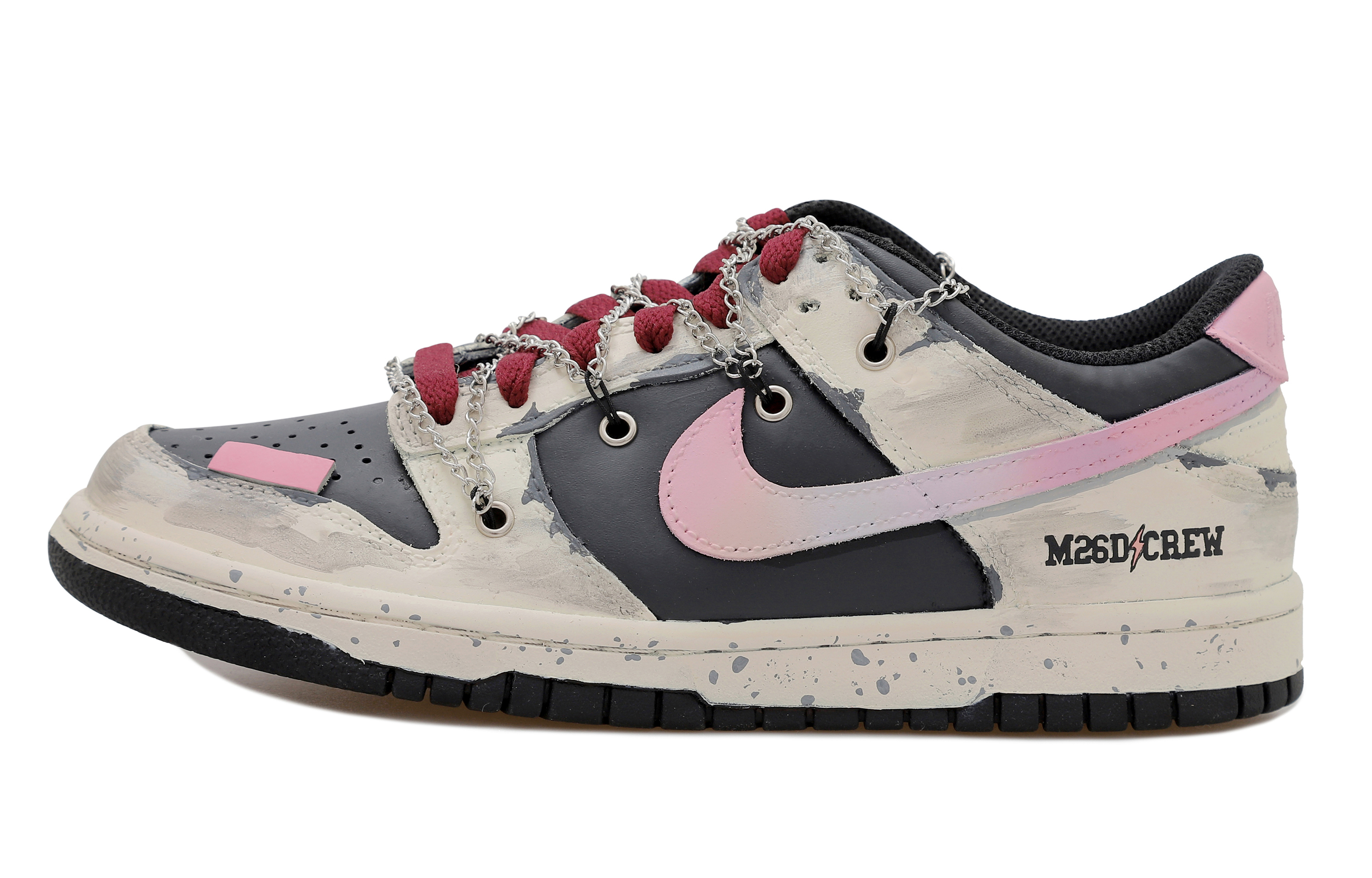 [Custom Shoes] Nike Dunk Low 'Chain Gradient Industrial Splatter Deconstructed Graffiti Black Pink' 圖 2