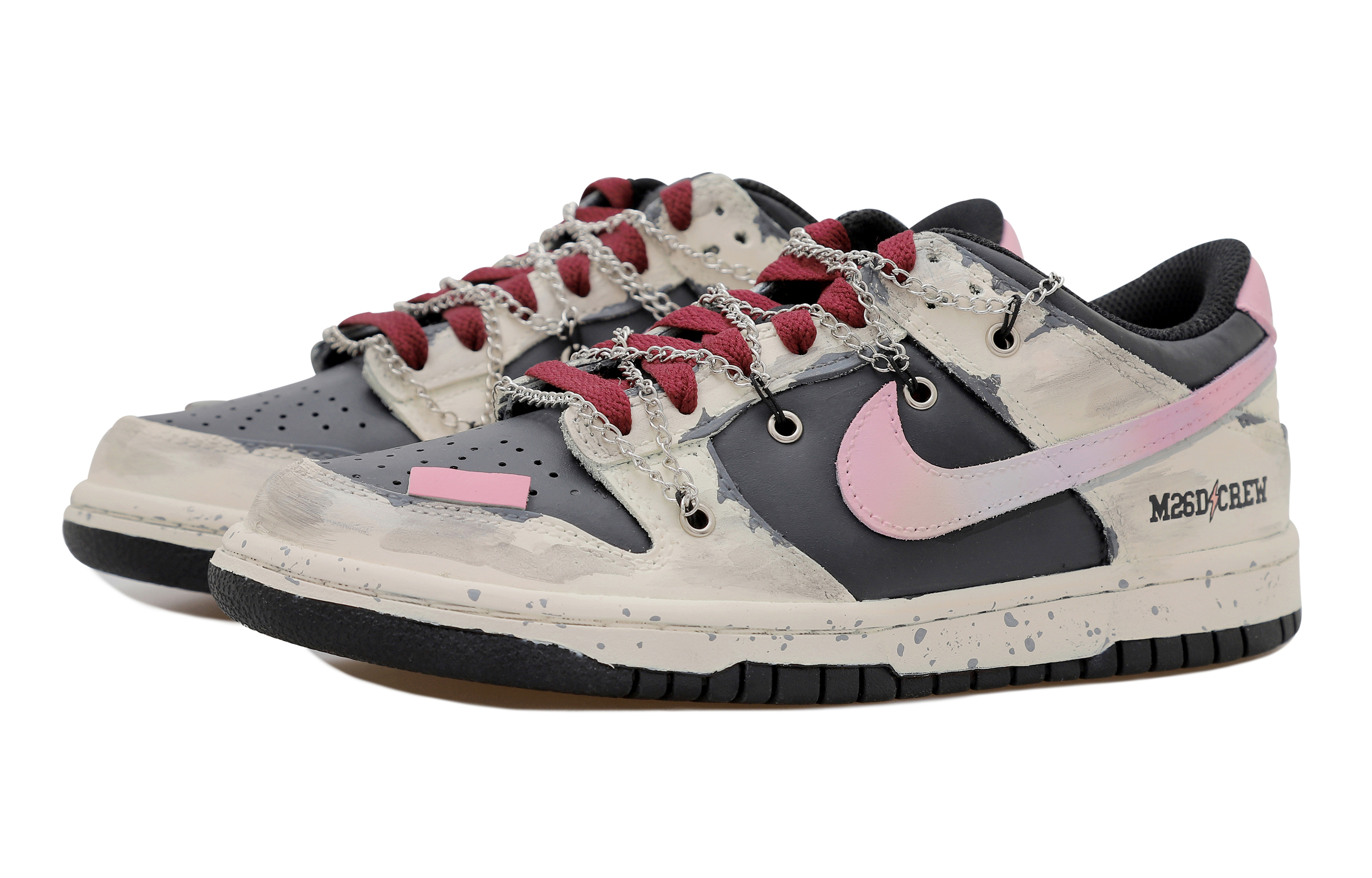 [Custom Shoes] Nike Dunk Low 'Chain Gradient Industrial Splatter Deconstructed Graffiti Black Pink' 圖 4