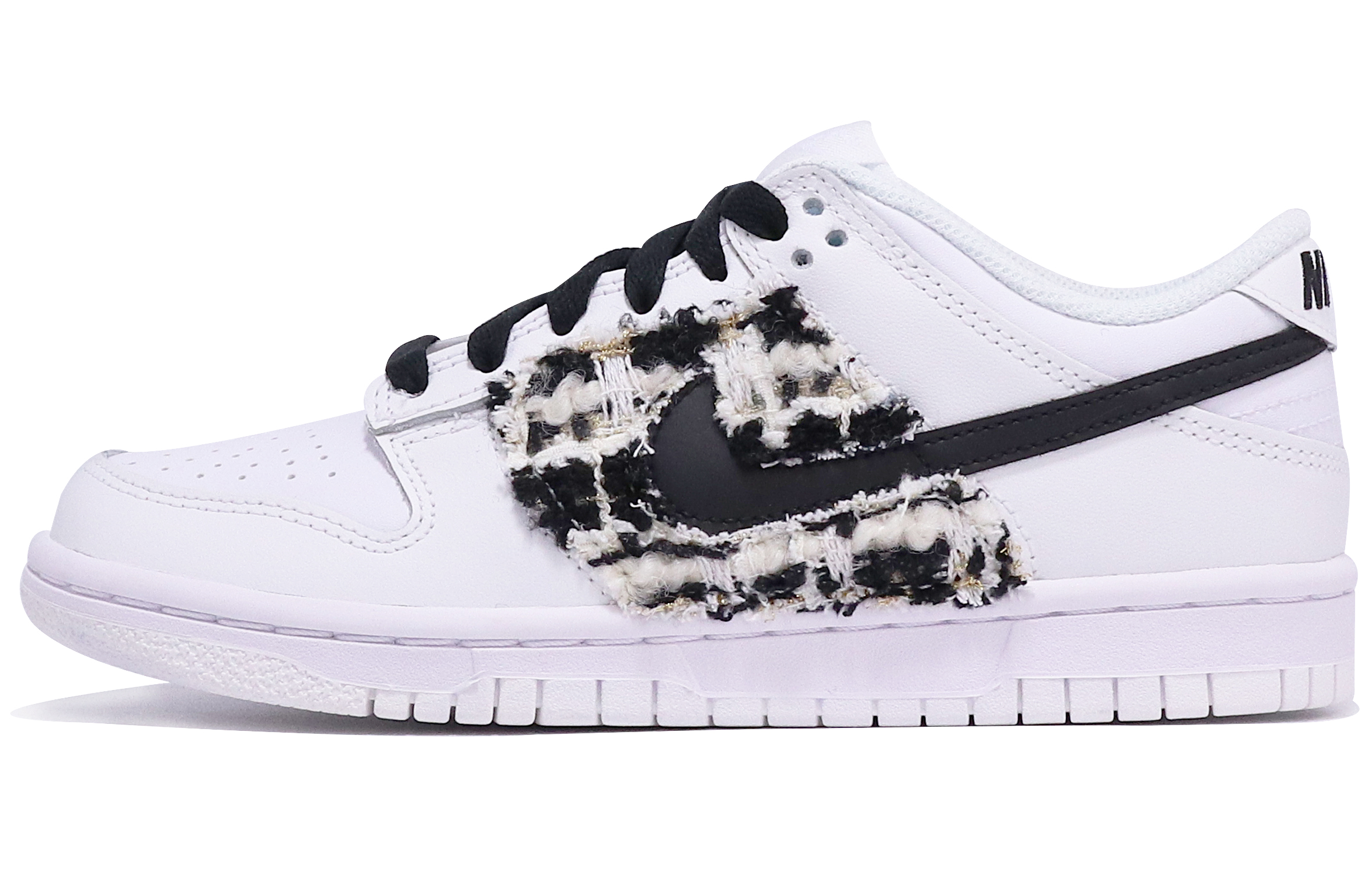 [Custom Shoes] Nike Dunk Low 'Chanel-Inspired Black White Gold' - Novelship