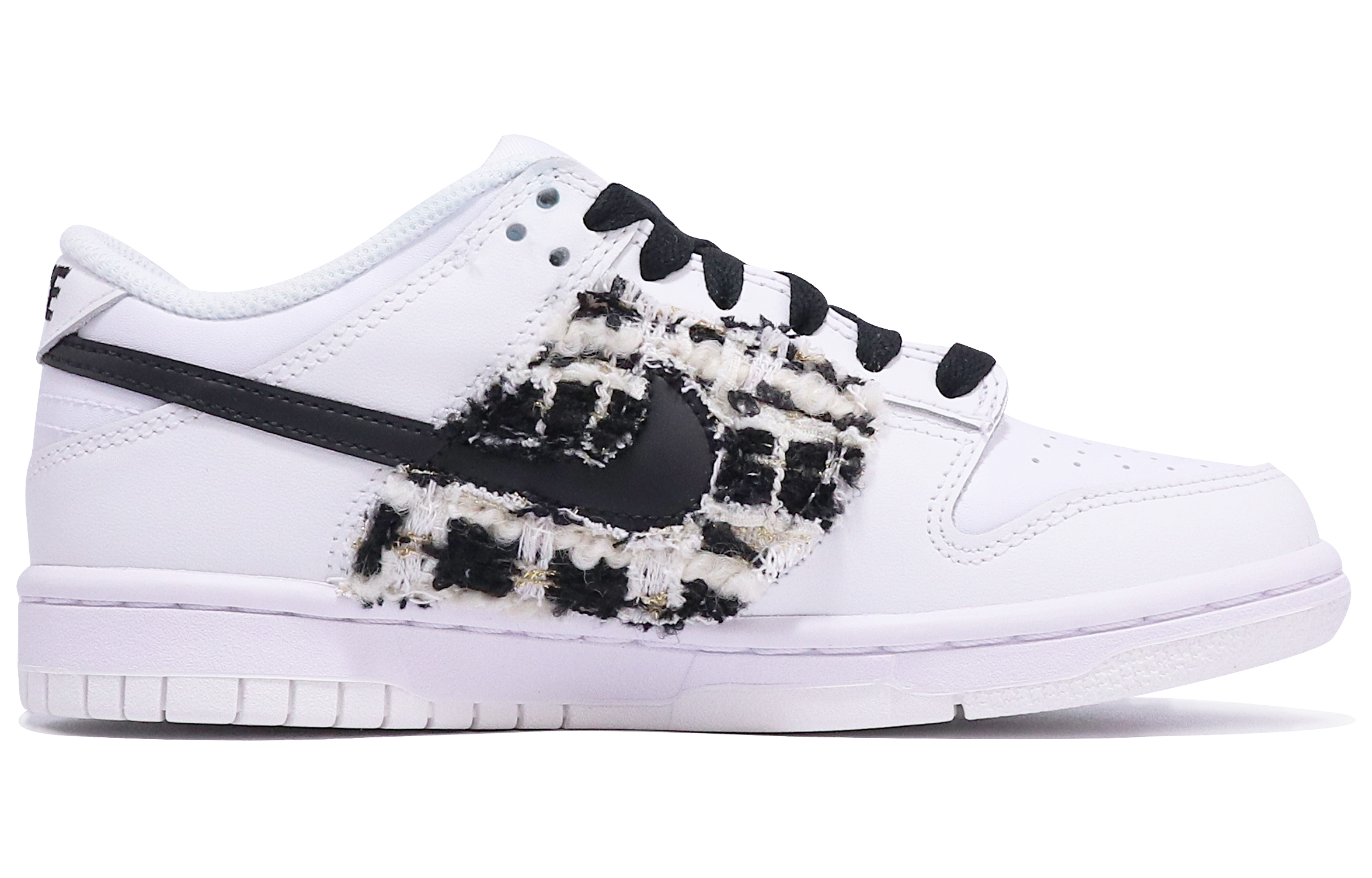 [Custom Shoes] Nike Dunk Low 'Chanel-Inspired Black White Gold' - Novelship