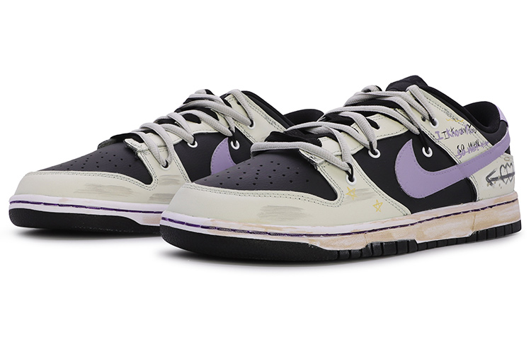 Lookbook [Kasut Custom] Nike Dunk Low 'Changchun Flower Biru Grafiti' DJ6188-002(TeamM-男款长春花涂鸦黑白)