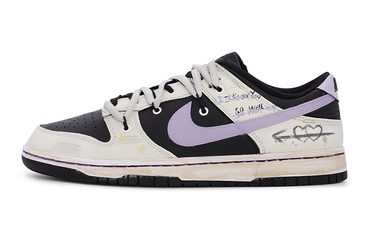 Buy [定制鞋] 耐克Dunk低帮‘长春花蓝涂鸦’ DH9765-002(TeamM-女款长春花涂鸦黑白)