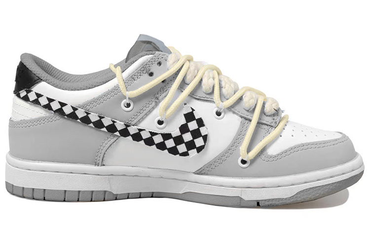 Order [Kasut Custom] Nike Dunk Low 'Checkered Patchwork Rabbit Year Kelabu Putih Hitam' DJ6188-003(Team拾玖-灰白扑克男S-BOX)