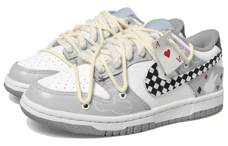 Lookbook [Kasut Custom] Nike Dunk Low 'Checkered Patchwork Rabbit Year Kelabu Putih Hitam' DJ6188-003(Team拾玖-灰白扑克男S-BOX)