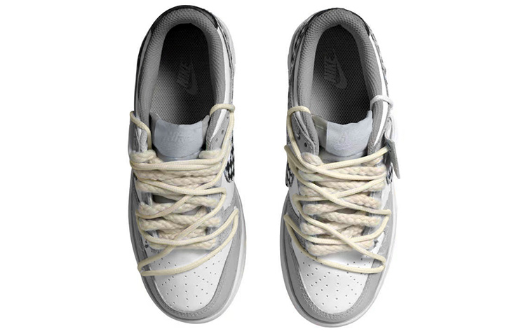 Shop [Kasut Custom] Nike Dunk Low 'Checkered Patchwork Rabbit Year Kelabu Putih Hitam' DJ6188-003(Team拾玖-灰白扑克男S-BOX)