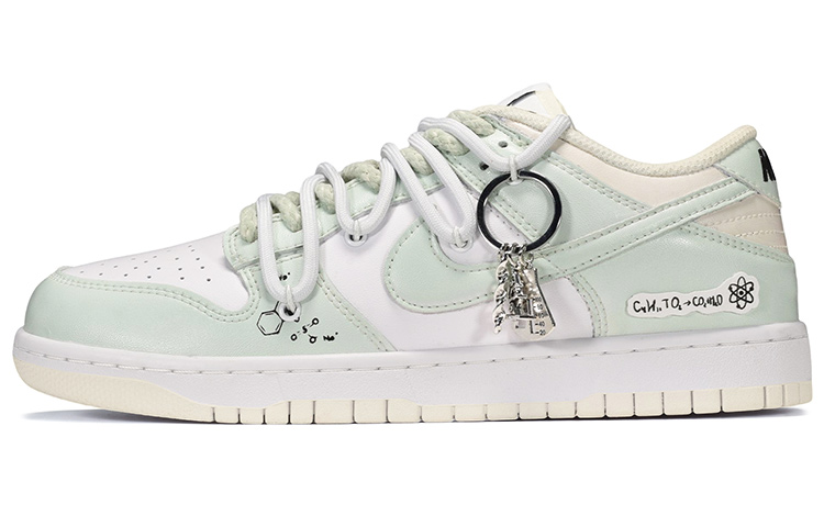 Buy [定制鞋款] Nike Dunk Low '化学公式徽章' DJ6188-100(TeamE-男款化学式皮贴白绿)