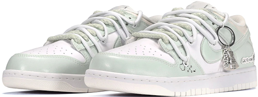 【定制球鞋】Nike Dunk Low 化學式皮貼 低幫 板鞋 GS 白綠 Lookbook 【定制球鞋】Nike Dunk Low 化學式皮貼 低幫 板鞋 GS 白綠