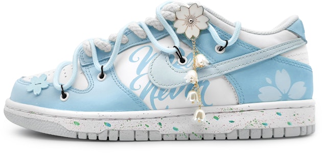 【定制球鞋】Nike Dunk Low 舒適百搭 櫻花濺漆 清新簡約 漸變色彩 解構 低筒 滑板鞋 GS 藍白 Buy 【定制球鞋】Nike Dunk Low 舒適百搭 櫻花濺漆 清新簡約 漸變色彩 解構 低筒 滑板鞋 GS 藍白