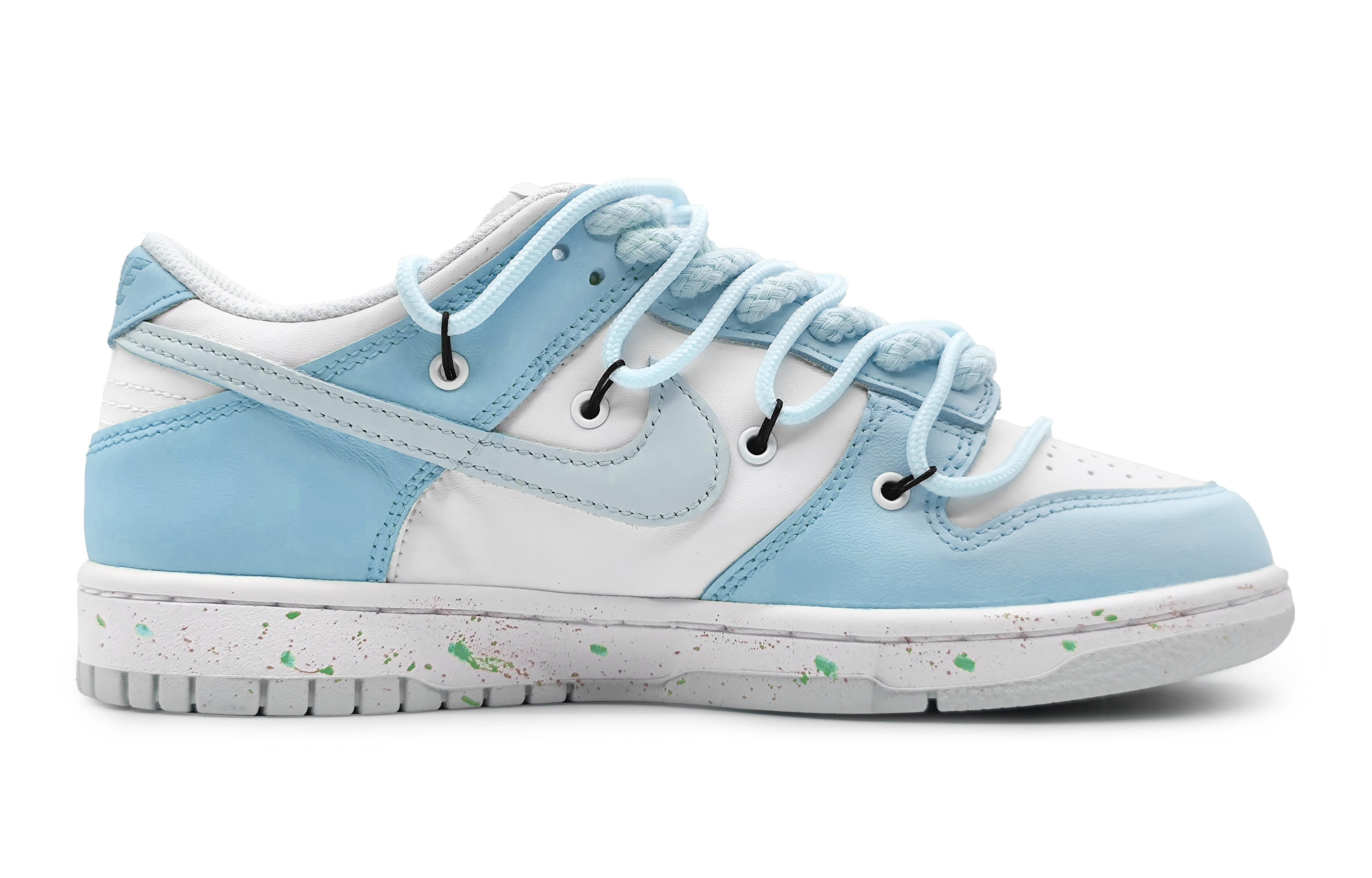 Order 【定制球鞋】Nike Dunk Low 舒適百搭 櫻花濺漆 清新簡約 漸變色彩 解構 低筒 滑板鞋 GS 藍白