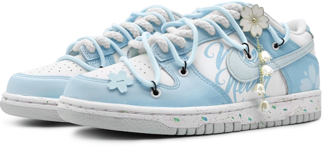 【定制球鞋】Nike Dunk Low 舒適百搭 櫻花濺漆 清新簡約 漸變色彩 解構 低筒 滑板鞋 GS 藍白 Lookbook 【定制球鞋】Nike Dunk Low 舒適百搭 櫻花濺漆 清新簡約 漸變色彩 解構 低筒 滑板鞋 GS 藍白