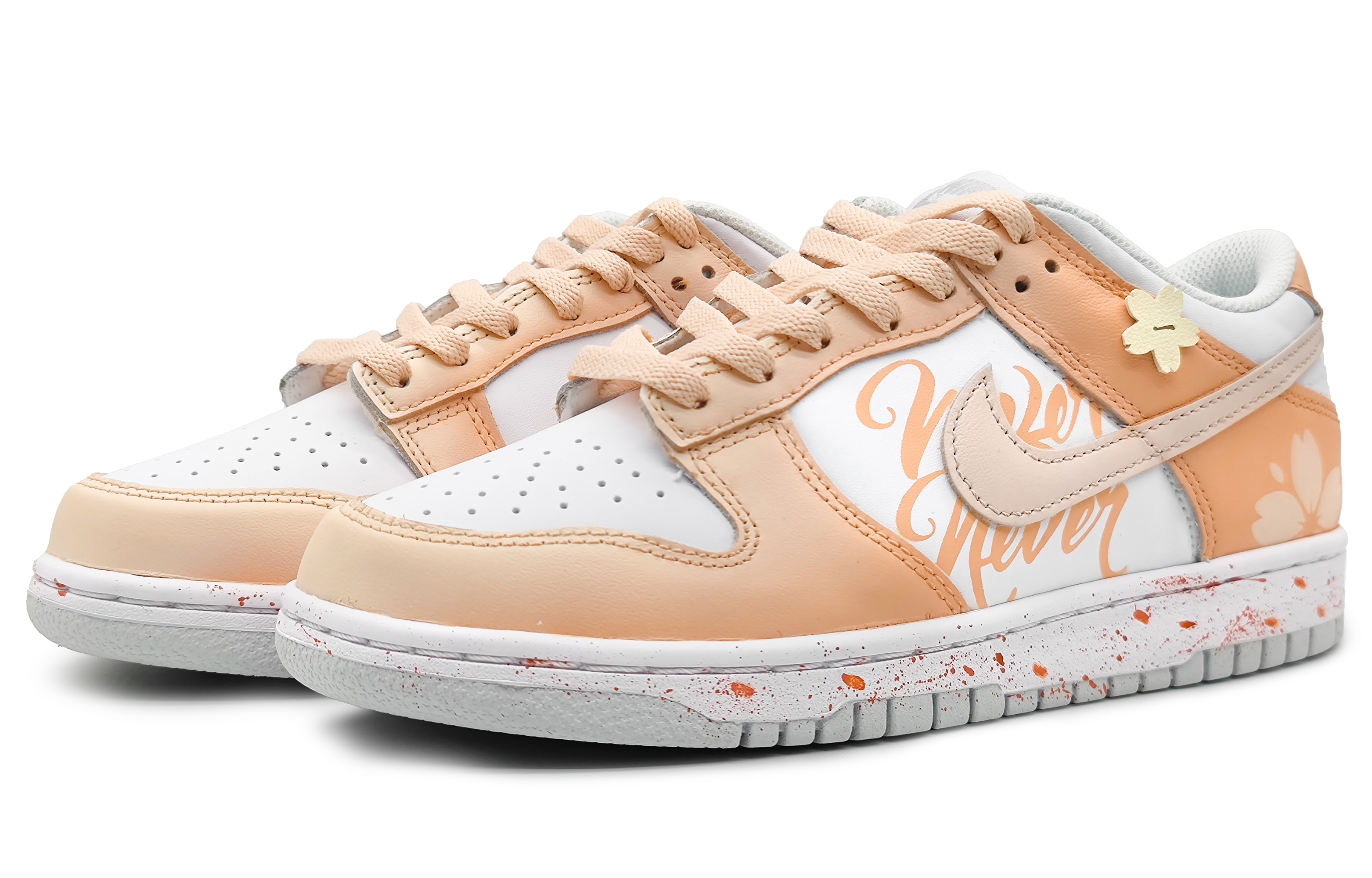 Lookbook 【訂製球鞋】 Nike Dunk Low 櫻粉甘露 櫻花濺灑 清新簡約 漸變色彩 防滑耐磨 低筒 板鞋 男款 橘粉