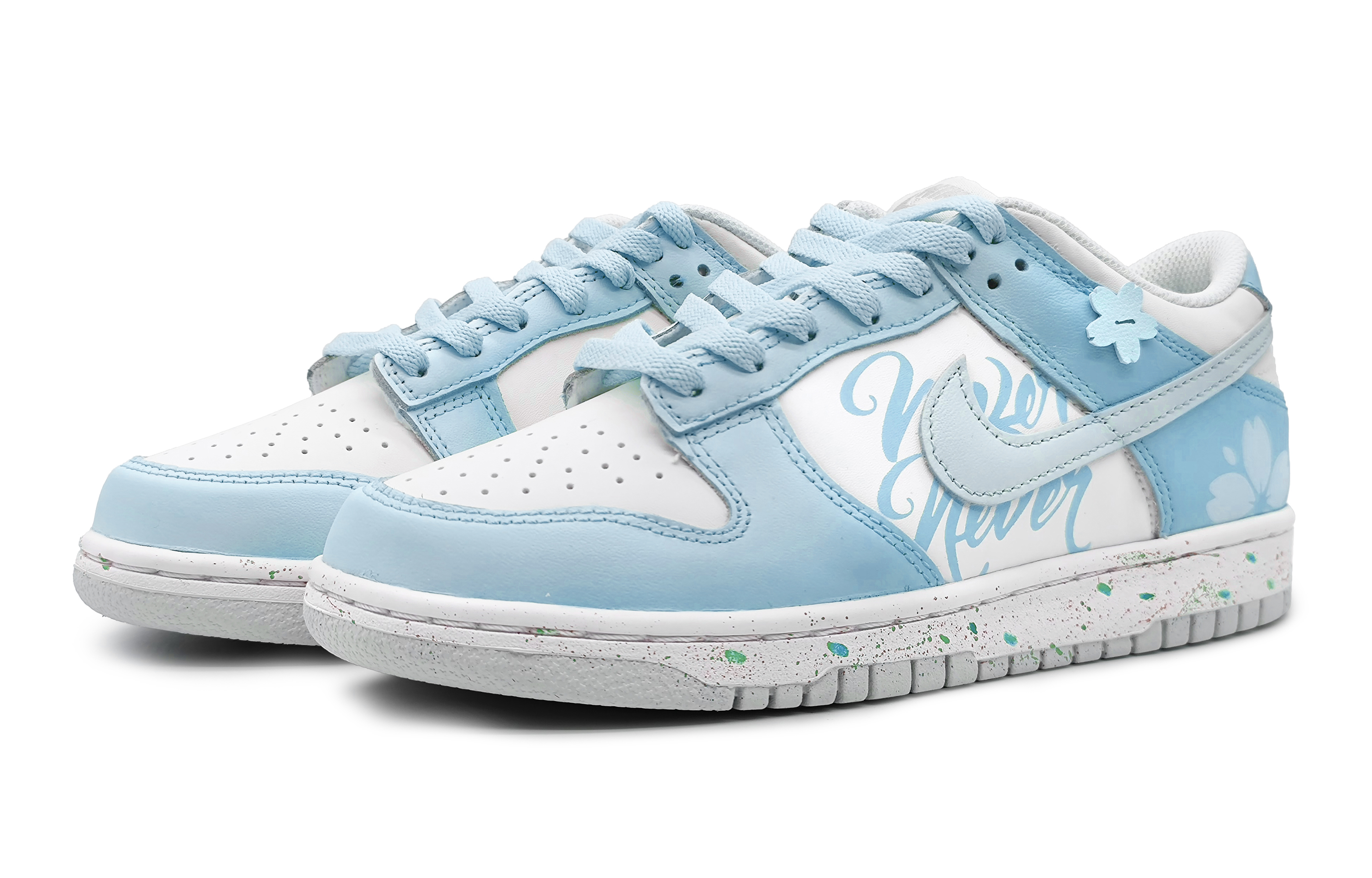 Lookbook 나이키 덩크 로우 '벚꽃 스플래시' (커스텀) DH9765-102(Team16-女款樱粉甘露蓝色)