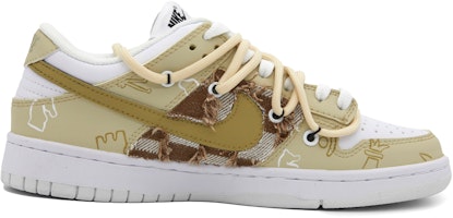 【定制球鞋】 Nike Dunk Low 吉祥吉米 棋盤格 國際象棋 塗鴉 低幫 板鞋 GS 白棕 Order 【定制球鞋】 Nike Dunk Low 吉祥吉米 棋盤格 國際象棋 塗鴉 低幫 板鞋 GS 白棕