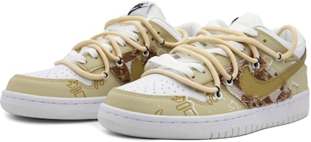 【定制球鞋】 Nike Dunk Low 吉祥吉米 棋盤格 國際象棋 塗鴉 低幫 板鞋 GS 白棕 Lookbook 【定制球鞋】 Nike Dunk Low 吉祥吉米 棋盤格 國際象棋 塗鴉 低幫 板鞋 GS 白棕