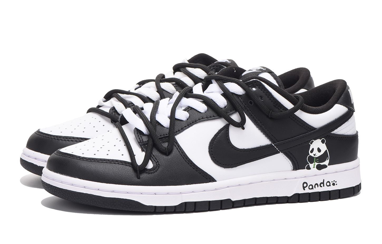 Lookbook 나이키 덩크 로우 '밤색 팬더' (커스텀) CW1590-100(Team拾伍-女款熊猫三SBOX)